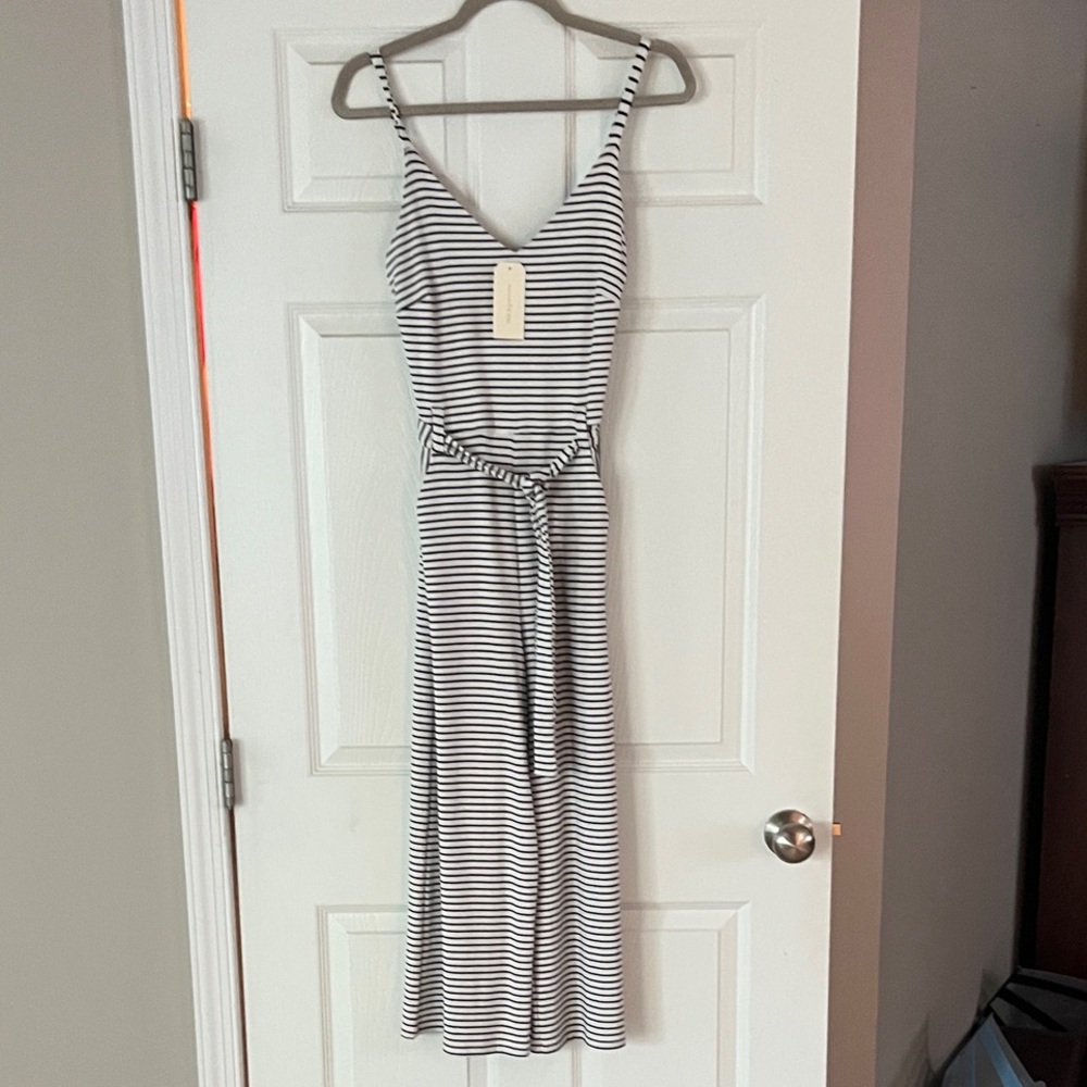 Monteau Black and White Striped Jumpsuit